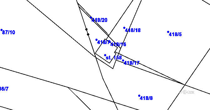Parcela st. 158 v KÚ Málkov u Chomutova, Katastrální mapa