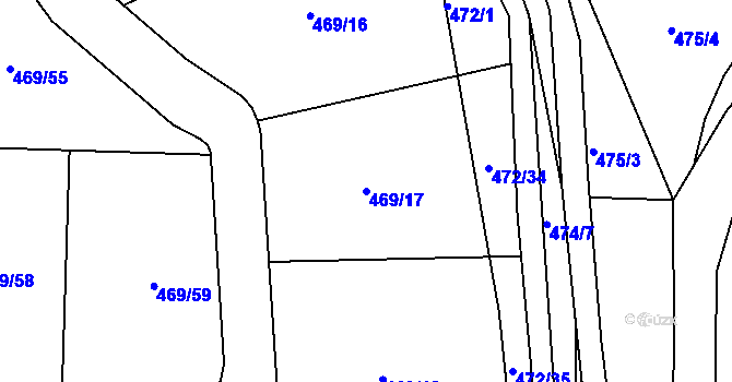 Parcela st. 469/17 v KÚ Málkov u Chomutova, Katastrální mapa