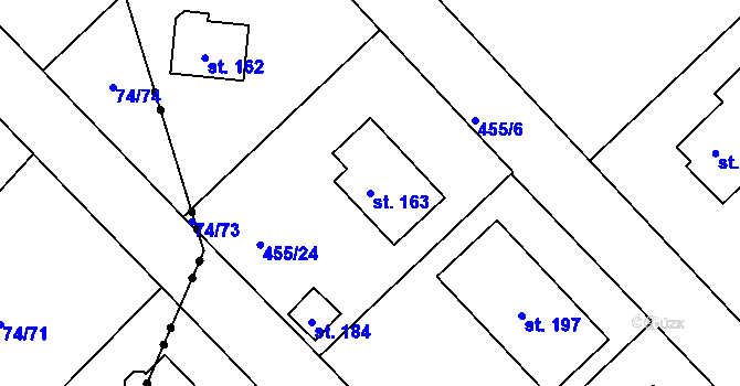 Parcela st. 163 v KÚ Málkov u Chomutova, Katastrální mapa