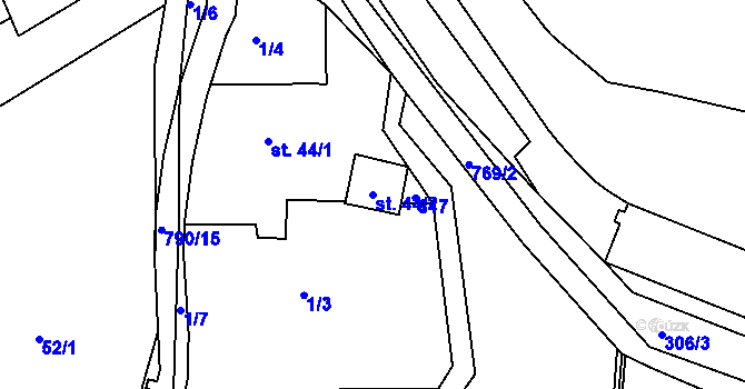 Parcela st. 44/2 v KÚ Málkov u Chomutova, Katastrální mapa