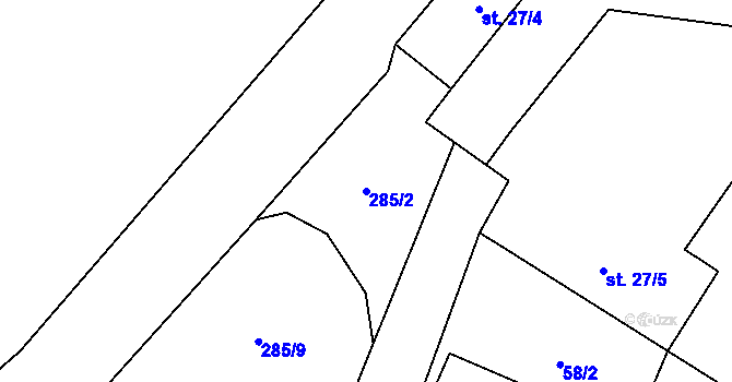 Parcela st. 285/2 v KÚ Jindřichovice u Malonic, Katastrální mapa