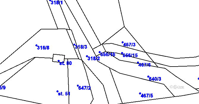 Parcela st. 656/16 v KÚ Jindřichovice u Malonic, Katastrální mapa