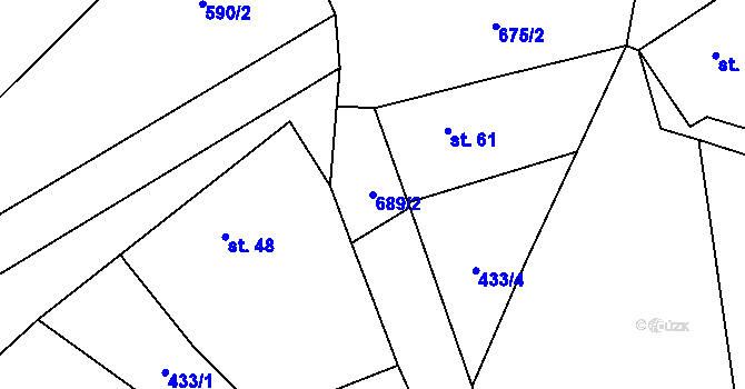 Parcela st. 689/2 v KÚ Malonice, Katastrální mapa
