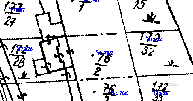 Parcela st. 76/2 v KÚ Malonice, Katastrální mapa