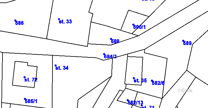 Parcela st. 684/3 v KÚ Malonice, Katastrální mapa