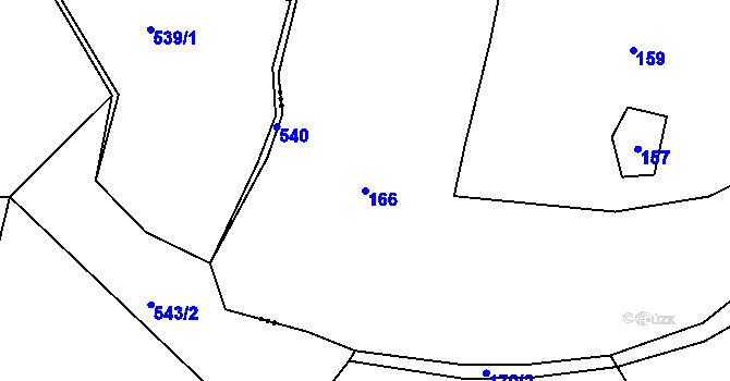 Parcela st. 166 v KÚ Sluhov, Katastrální mapa