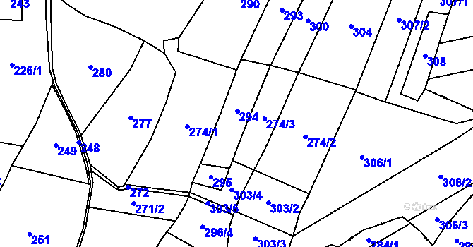 Parcela st. 274 v KÚ Střítež u Malonic, Katastrální mapa