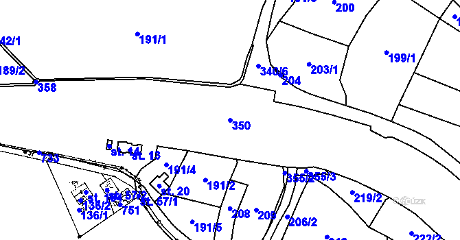Parcela st. 350 v KÚ Střítež u Malonic, Katastrální mapa