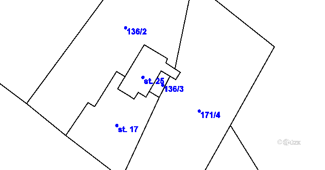 Parcela st. 136/3 v KÚ Střítež u Malonic, Katastrální mapa