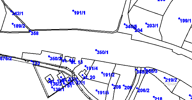 Parcela st. 350/1 v KÚ Střítež u Malonic, Katastrální mapa