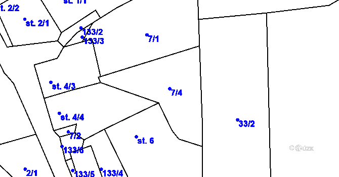 Parcela st. 7/4 v KÚ Tajanov u Malonic, Katastrální mapa