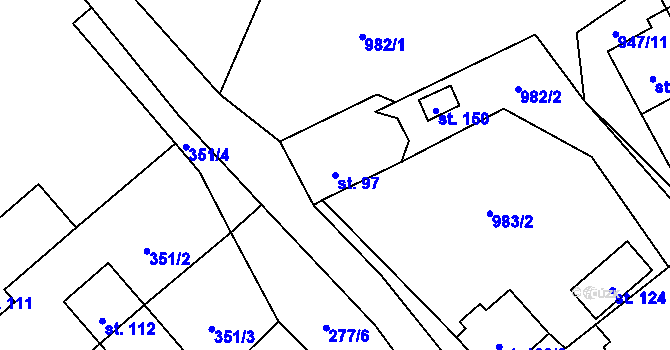 Parcela st. 97 v KÚ Bělá u Malont, Katastrální mapa
