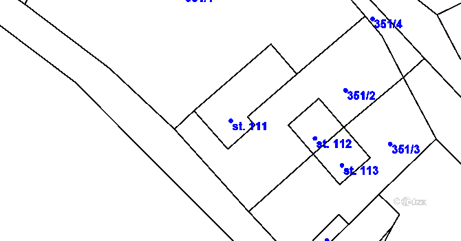 Parcela st. 111 v KÚ Bělá u Malont, Katastrální mapa