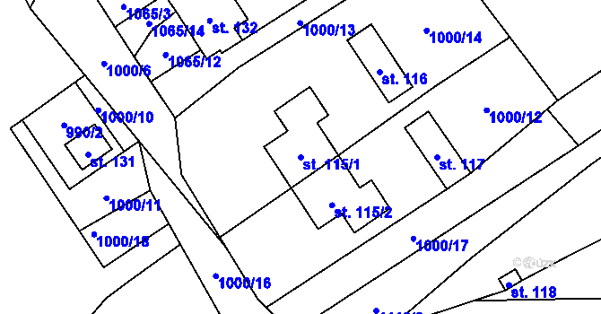Parcela st. 115/1 v KÚ Bělá u Malont, Katastrální mapa