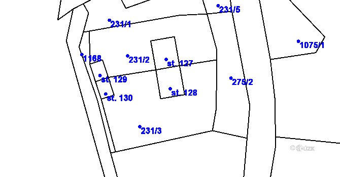 Parcela st. 128 v KÚ Bělá u Malont, Katastrální mapa