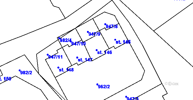 Parcela st. 146 v KÚ Bělá u Malont, Katastrální mapa