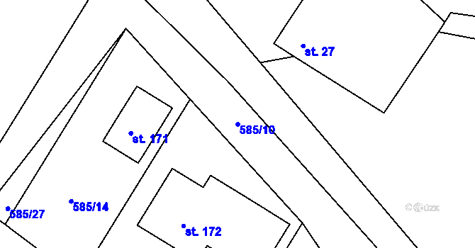 Parcela st. 585/10 v KÚ Bělá u Malont, Katastrální mapa