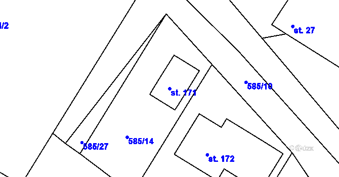 Parcela st. 171 v KÚ Bělá u Malont, Katastrální mapa