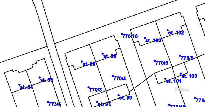 Parcela st. 98 v KÚ Bukovsko, Katastrální mapa