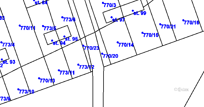 Parcela st. 770/20 v KÚ Bukovsko, Katastrální mapa