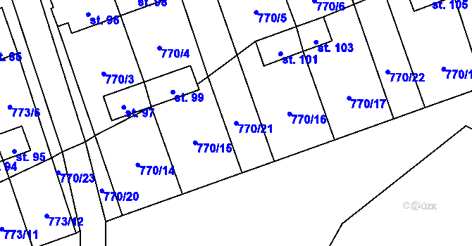 Parcela st. 770/21 v KÚ Bukovsko, Katastrální mapa