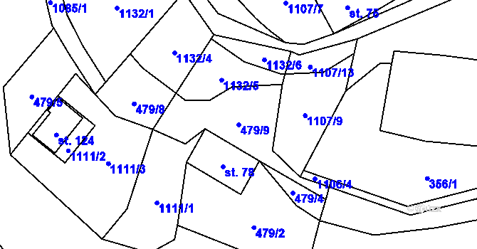Parcela st. 479/9 v KÚ Jaroměř u Malont, Katastrální mapa