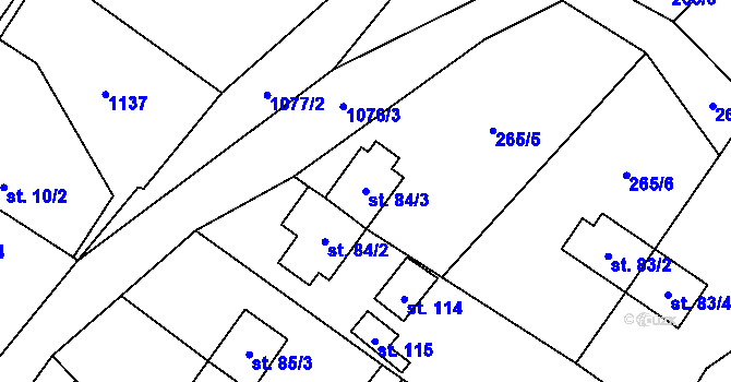 Parcela st. 84/3 v KÚ Jaroměř u Malont, Katastrální mapa