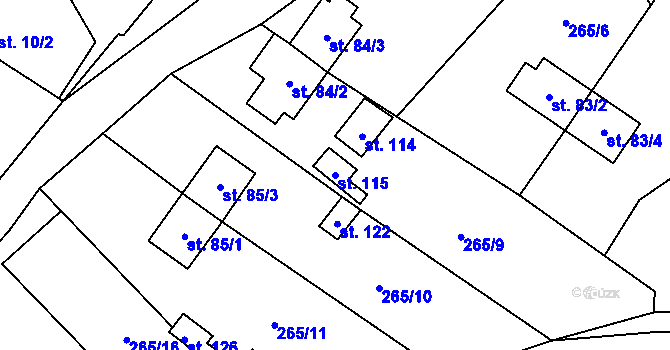 Parcela st. 115 v KÚ Jaroměř u Malont, Katastrální mapa