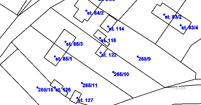 Parcela st. 122 v KÚ Jaroměř u Malont, Katastrální mapa
