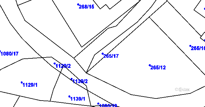 Parcela st. 265/17 v KÚ Jaroměř u Malont, Katastrální mapa