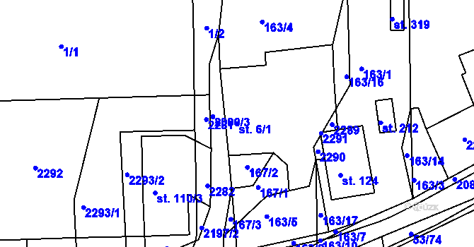 Parcela st. 6/1 v KÚ Malonty, Katastrální mapa