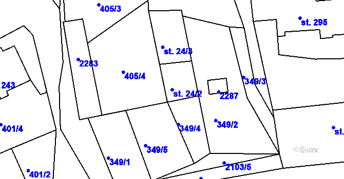 Parcela st. 24/2 v KÚ Malonty, Katastrální mapa