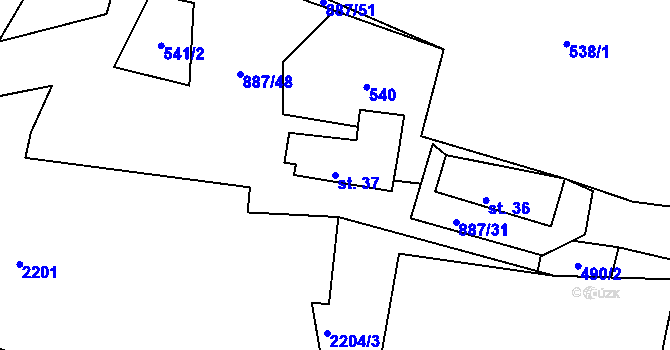 Parcela st. 37 v KÚ Malonty, Katastrální mapa