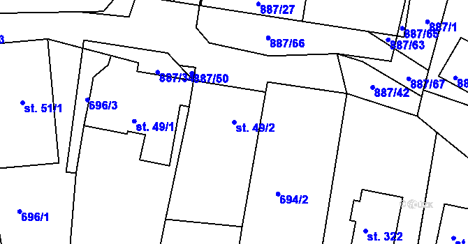 Parcela st. 49/2 v KÚ Malonty, Katastrální mapa
