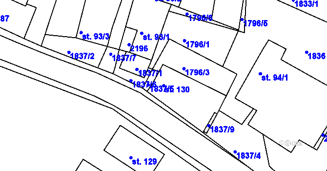 Parcela st. 130 v KÚ Malonty, Katastrální mapa