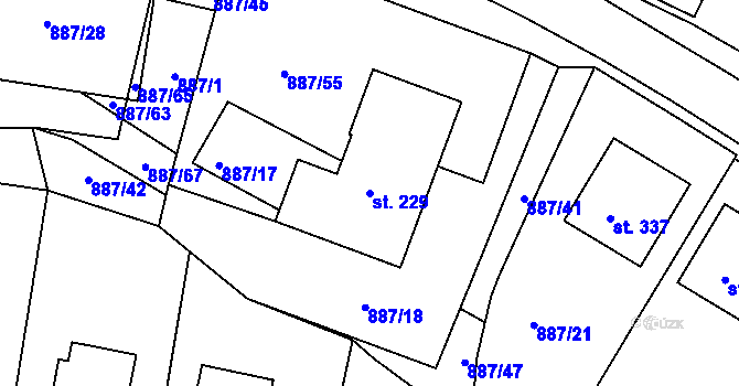 Parcela st. 229 v KÚ Malonty, Katastrální mapa