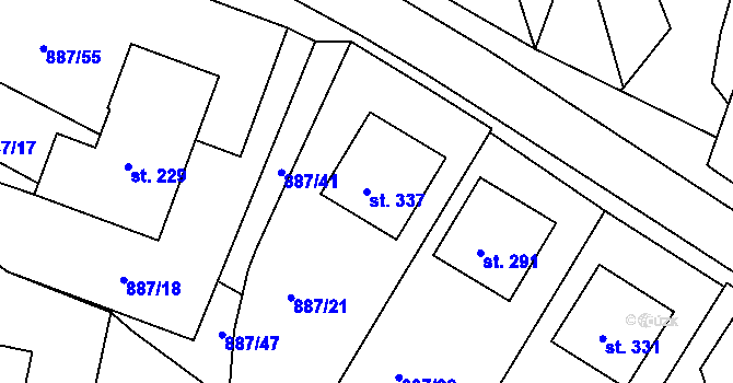 Parcela st. 337 v KÚ Malonty, Katastrální mapa