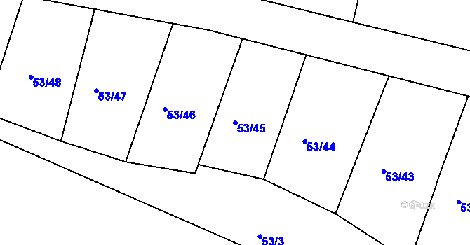 Parcela st. 53/45 v KÚ Malonty, Katastrální mapa
