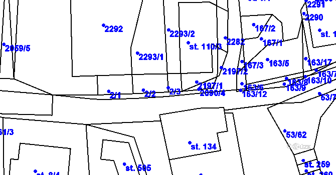Parcela st. 2/3 v KÚ Malonty, Katastrální mapa