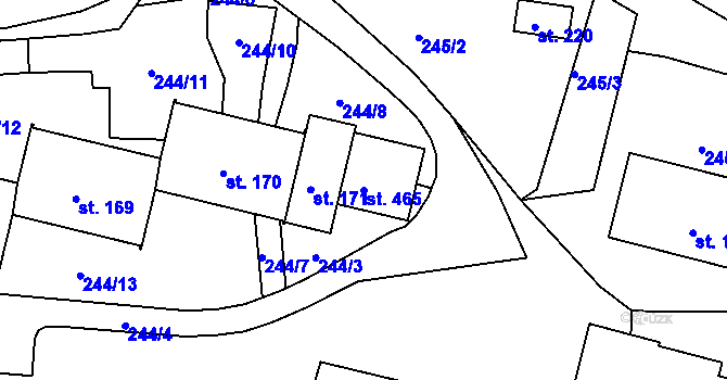 Parcela st. 465 v KÚ Malonty, Katastrální mapa
