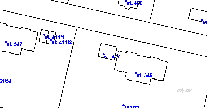 Parcela st. 477 v KÚ Malonty, Katastrální mapa