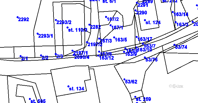 Parcela st. 163/6 v KÚ Malonty, Katastrální mapa
