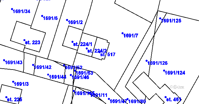 Parcela st. 517 v KÚ Malonty, Katastrální mapa