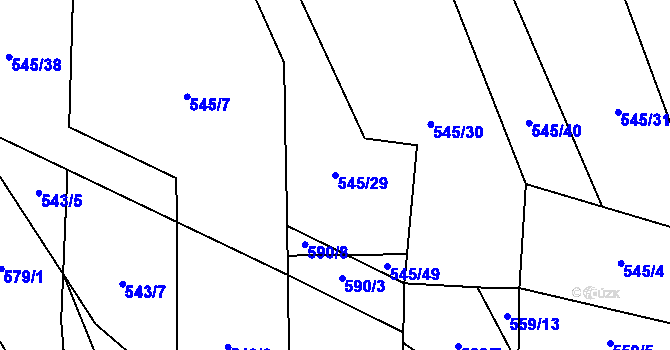 Parcela st. 545/29 v KÚ Meziříčí u Malont, Katastrální mapa