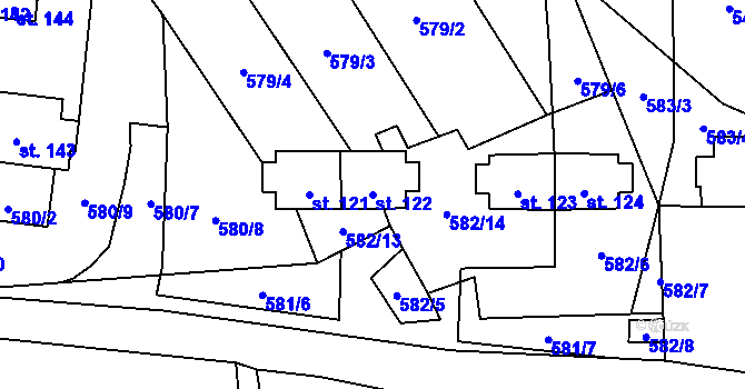 Parcela st. 122 v KÚ Meziříčí u Malont, Katastrální mapa