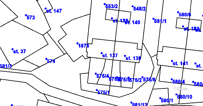 Parcela st. 137 v KÚ Meziříčí u Malont, Katastrální mapa