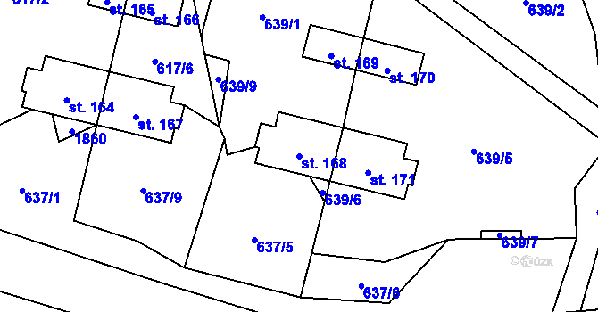 Parcela st. 168 v KÚ Meziříčí u Malont, Katastrální mapa
