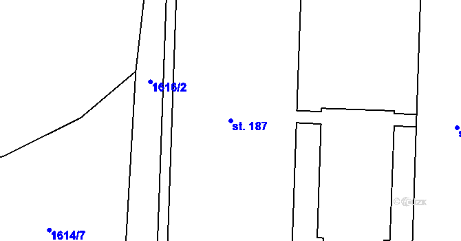 Parcela st. 187 v KÚ Meziříčí u Malont, Katastrální mapa