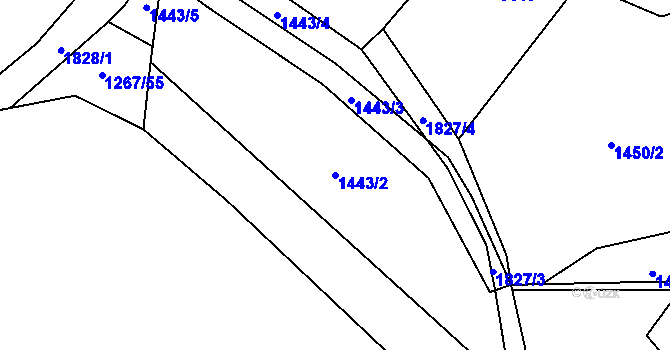 Parcela st. 1443/2 v KÚ Meziříčí u Malont, Katastrální mapa