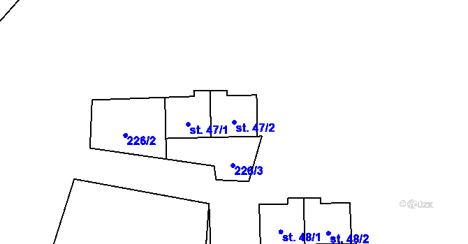 Parcela st. 47/2 v KÚ Radčice u Malont, Katastrální mapa